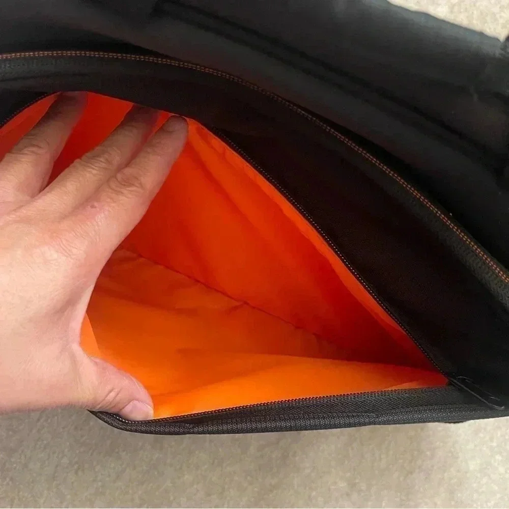 Solo Ace Slim Brief Laptop Briefcase Messenger Bag Black Orange Adjustable Strap